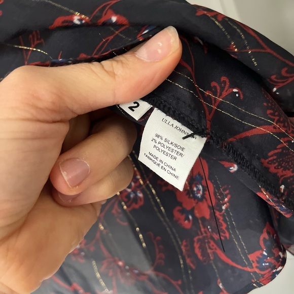 Ulla Johnson Puff Sleeve Constance Gold Metallic thread Silk Blouse Shirt - Picture 9 of 9